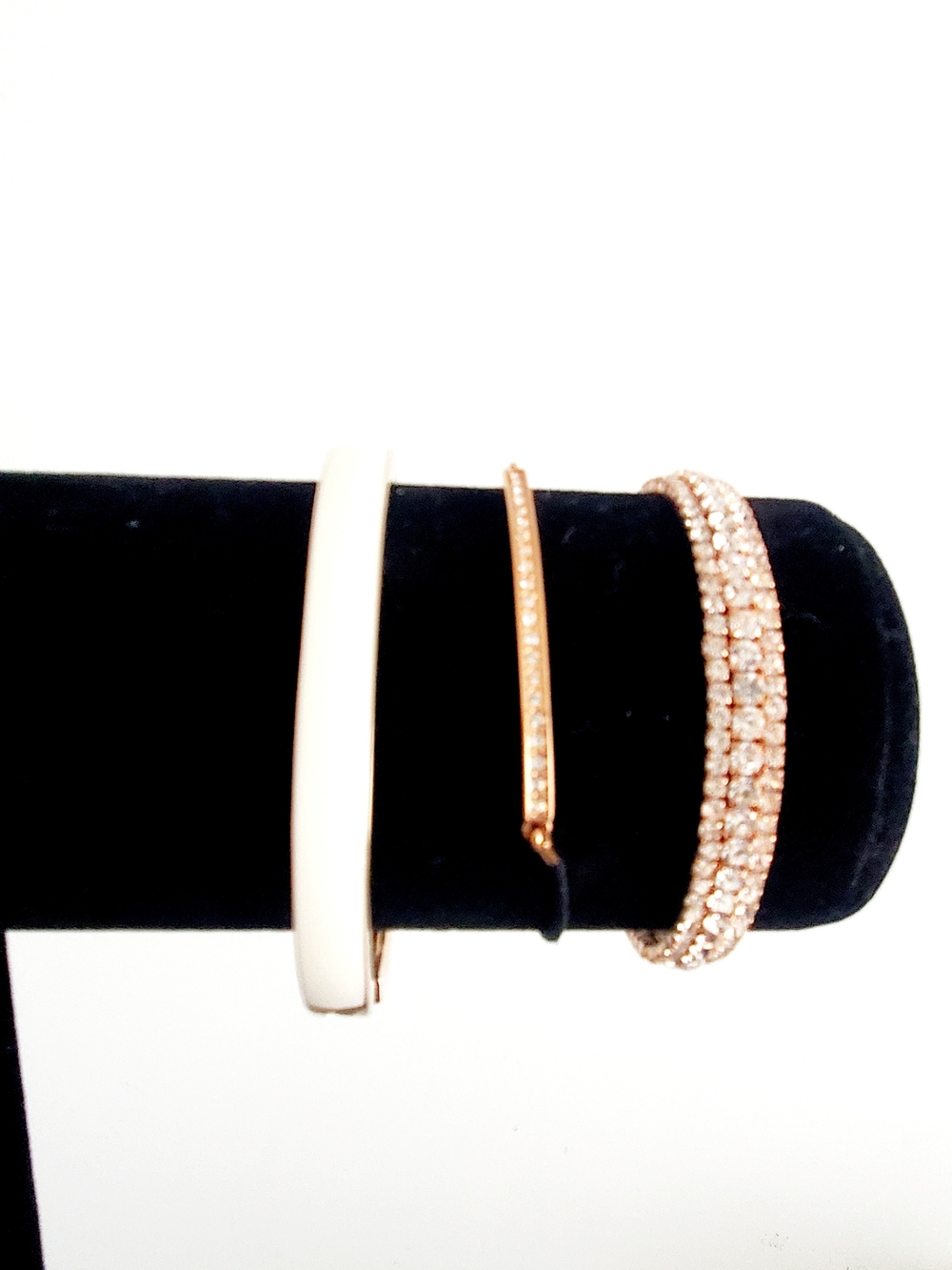 Rose Gold Crystal Cuff & Bangle Bracelet Set